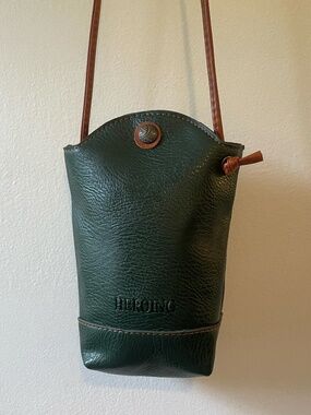 Heroing Vintage small pebbled dark green leather crossbody bag